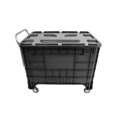 Carrinho Coletor 372 Litros C/ Puxador Frontal e Tampa - PRETA | Cor: Preta, Litros: 372 Litros, Modelo: Com Tampa, Tipo de Material: Plástico | Cor: Preta, Litros: 372 Litros, Modelo: Com Tampa, Tipo de Material: Plástico