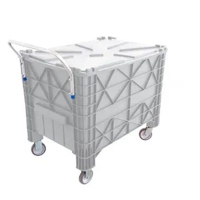 Carrinho Coletor 372 Litros C/ Puxador Frontal e Tampa - BRANCA | Cor: Branco, Litros: 372 Litros, Modelo: Com Tampa, Tipo de Material: Plástico | Cor: Branco, Litros: 372 Litros, Modelo: Com Tampa, Tipo de Material: Plástico