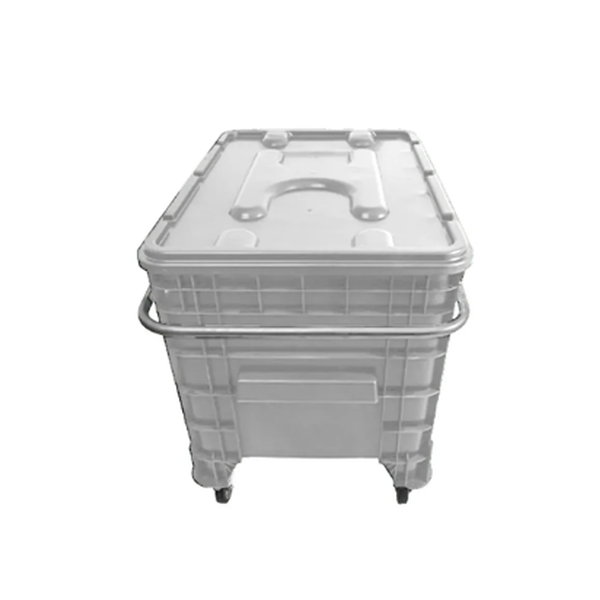 Carrinho Coletor 372 Litros C/ Puxador Lateral e Tampa - BRANCA | Cor: Branco, Litros: 372 Litros, Modelo: Com Tampa, Tipo de Material: Plástico