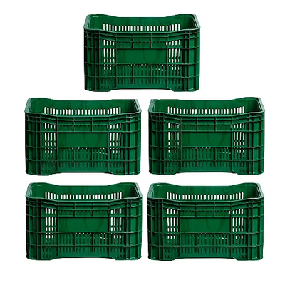 Caixa Plástica Agrícola Vazada - 20KG 50 litros ( kit 5 un ) - VERDE