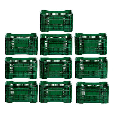 Caixa Plástica Agrícola Vazada - 20 KG 50 litros ( kit 10 un ) - VERDE