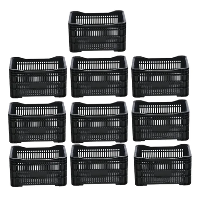 Caixa Plástica Agrícola Vazada - 20 KG 50 litros ( kit 10 un ) - PRETA