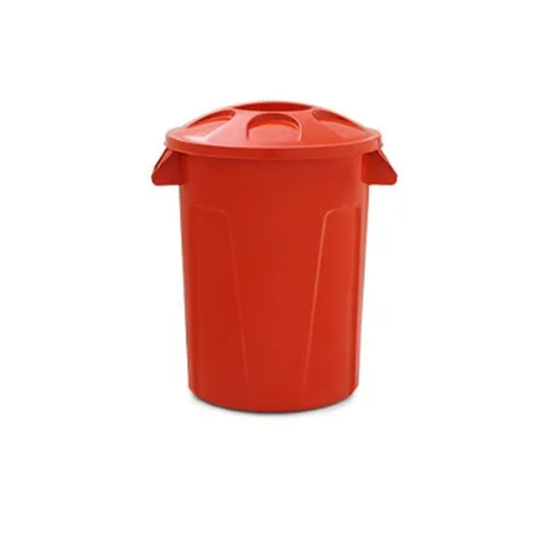 Cesto de lixo 100 litros com tampa - DIVERSAS CORES DISPONIVEIS | Cor: Vermelho, Pedal: Sem Pedal, Litragem: 100 Litros