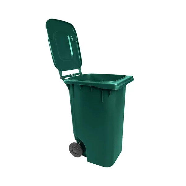 Carro Coletor de Lixo 240 Litros - VERDE | Cor: Verde, Litros: 240 Litros, Pedal: Sem Pedal, Tipo de Material: Plástico