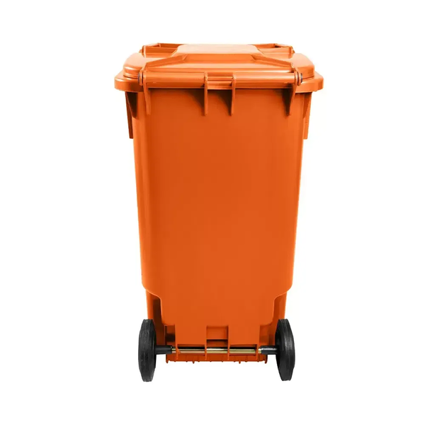 Carro Coletor de Lixo 240 Litros - LARANJA | Cor: Laranja, Litros: 240 Litros, Pedal: Sem Pedal, Tipo de Material: Plástico