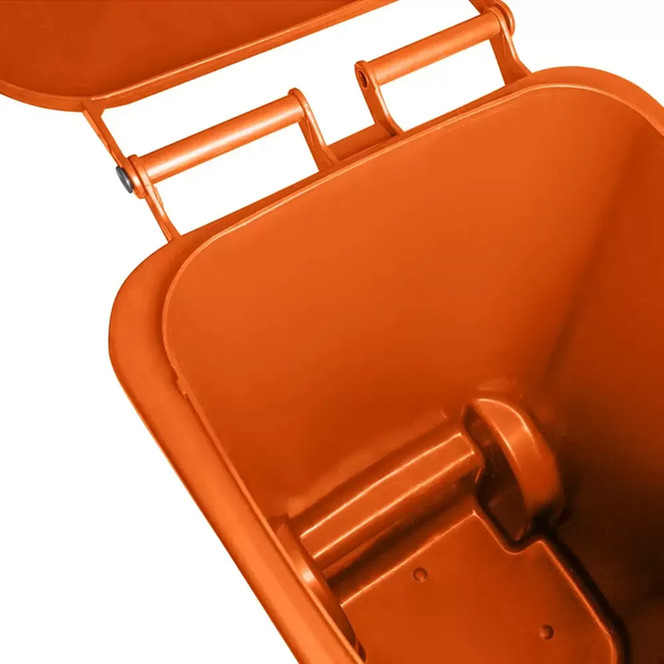 Carro Coletor de Lixo 240 Litros - LARANJA | Cor: Laranja, Litros: 240 Litros, Pedal: Sem Pedal, Tipo de Material: Plástico