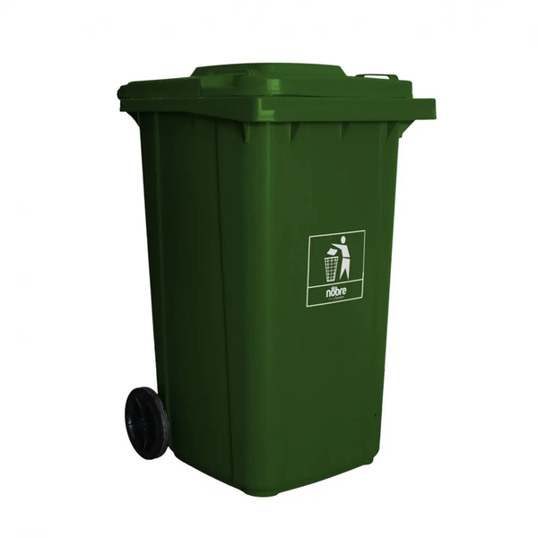 Carro Coletor de lixo Mod. Europeu 240 litros - VERDE | Cor: Verde, Litros: 240 Litros, Pedal: Sem Pedal, Tipo de Material: Plástico