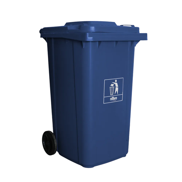 Carro Coletor de lixo Mod. Europeu 240 litros - AZUL | Cor: Azul, Litros: 240 Litros, Pedal: Sem Pedal, Tipo de Material: Plástico