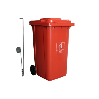 Carro Coletor de lixo Mod. Europeu 240 litros c/ Pedal - LARANJA | Cor: Laranja, Litros: 240 Litros, Pedal: Com Pedal, Tipo de Material: Plástico | Cor: Laranja, Litros: 240 Litros, Pedal: Com Pedal, Tipo de Material: Plástico | Cor: Laranja, Litros: 240 