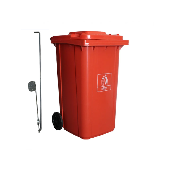 Carro Coletor de lixo Mod. Europeu 240 litros c/ Pedal - LARANJA | Cor: Laranja, Litros: 240 Litros, Pedal: Com Pedal, Tipo de Material: Plástico