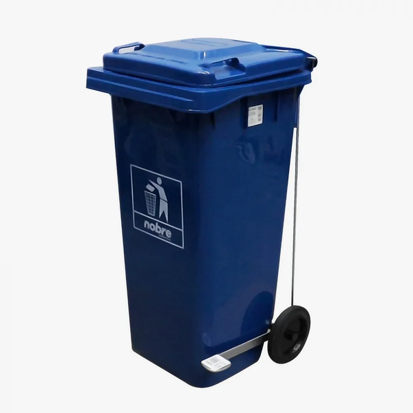 Carro Coletor de lixo Mod. Europeu 120 litros c/ Pedal - AZUL | Cor: Azul, Litros: 120 Litros, Pedal: Com Pedal, Tipo de Material: Plástico