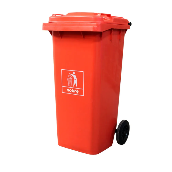 Carro Coletor de lixo Mod. Europeu 120 litros - LARANJA | Cor: Laranja, Litros: 120 Litros, Pedal: Sem Pedal, Tipo de Material: Plástico