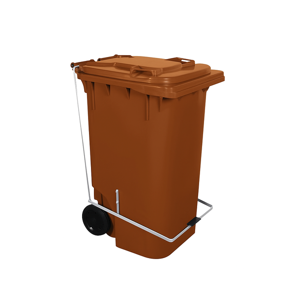 Contêiner de Lixo ou Lixeira 240 Litros Com Pedal Marrom