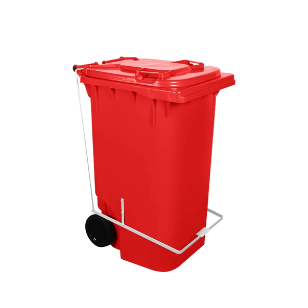 Carro Coletor de lixo C/ Pedal 240 Litros - VERMELHO | Cor: Vermelho, Litros: 240 Litros, Pedal: Com Pedal, Tipo de Material: Plástico