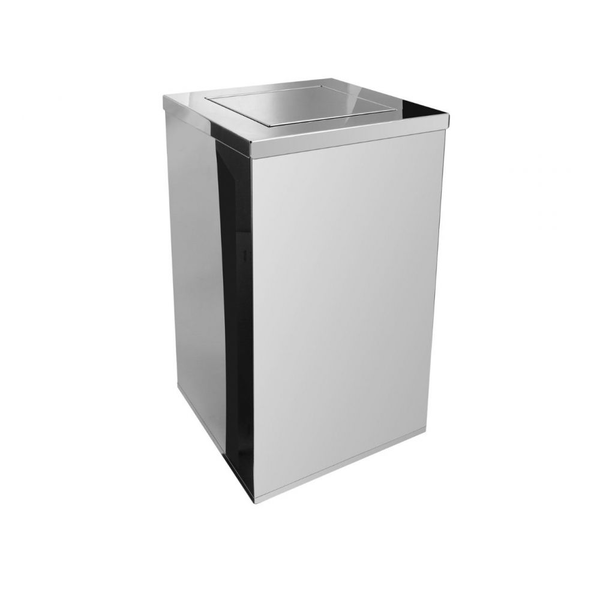 Lixeira Inox Quadrada com Tampa Vai-Vem 36 Litros - Binnox