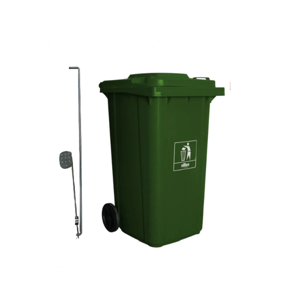 Carro Coletor de lixo Mod. Europeu 240 litros c/ Pedal - VERDE | Cor: Verde, Litros: 240 Litros, Pedal: Com Pedal, Tipo de Material: Plástico