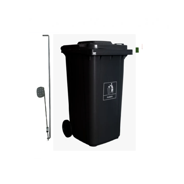 Carro Coletor de lixo Mod. Europeu 240 litros c/ Pedal - PRETO | Cor: Preto, Litros: 240 Litros, Pedal: Com Pedal, Tipo de Material: Plástico