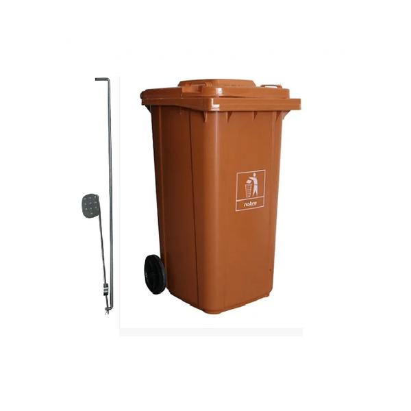 Carro Coletor de lixo Mod. Europeu 240 litros c/ Pedal - MARROM | Cor: Marrom, Litros: 240 Litros, Pedal: Com Pedal, Tipo de Material: Plástico