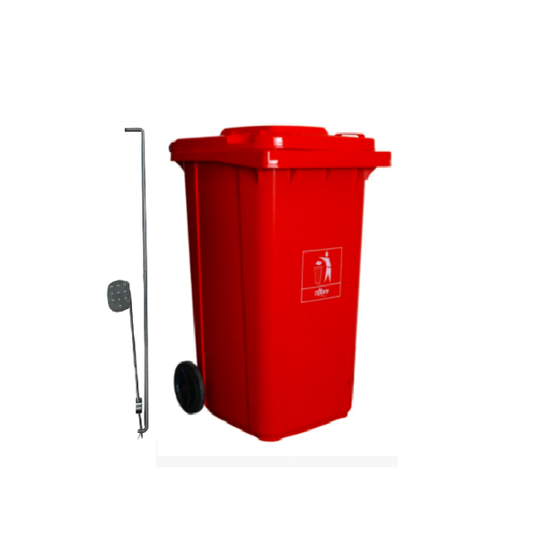 Carro Coletor de lixo Mod. Europeu 240 litros c/ Pedal - VERMELHO | Cor: Vermelho, Litros: 240 Litros, Pedal: Com Pedal, Tipo de Material: Plástico
