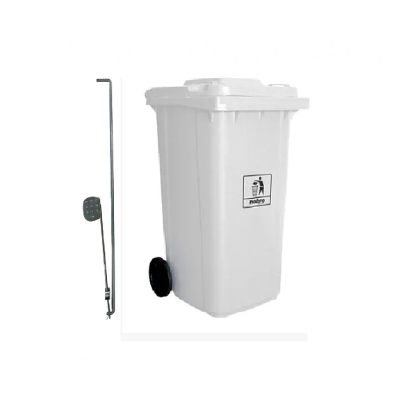 Carro Coletor de lixo Mod. Europeu 240 litros c/ Pedal - BRANCA | Cor: Branco, Litros: 240 Litros, Pedal: Com Pedal, Tipo de Material: Plástico