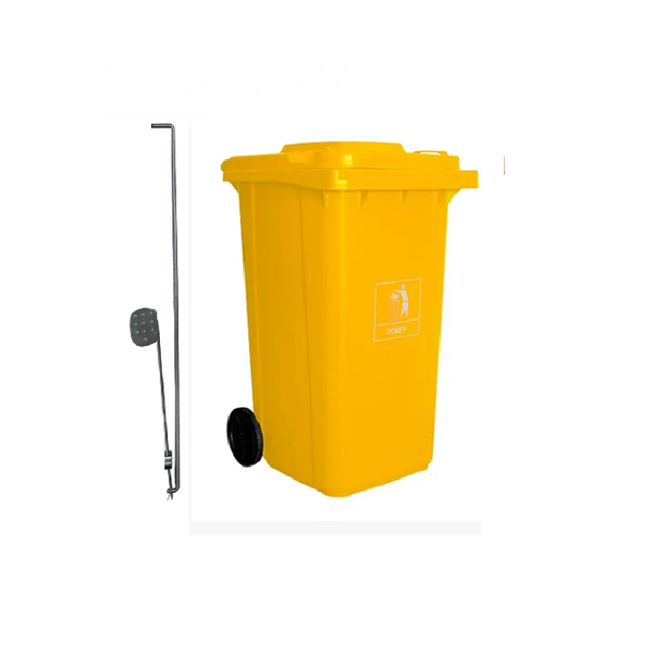 Carro Coletor de lixo Mod. Europeu 240 litros c/ Pedal - AMARELO | Cor: Amarelo, Litros: 240 Litros, Pedal: Com Pedal, Tipo de Material: Plástico