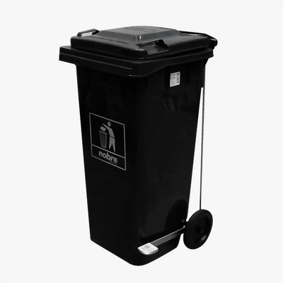 Carro Coletor de lixo Mod. Europeu 120 litros C/ Pedal - PRETO