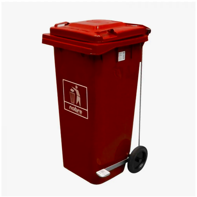 Carro Coletor de lixo Mod. Europeu 120 litros c/ Pedal - VERMELHO