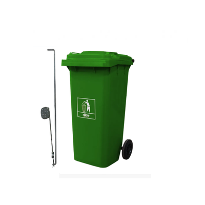 Carro Coletor de lixo Mod. Europeu 120 litros c/ Pedal - VERDE