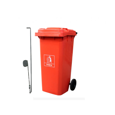 Carro Coletor de lixo Mod. Europeu 120 litros c/ Pedal - LARANJA