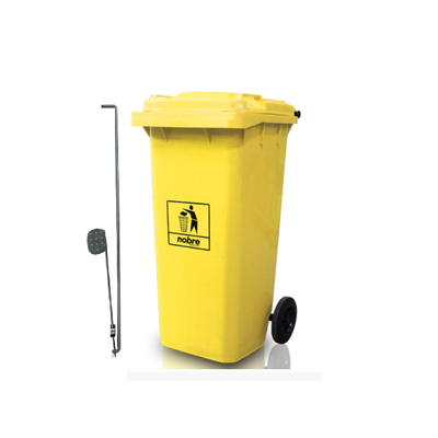 Carro Coletor de lixo Mod. Europeu 120 litros c/ Pedal - AMARELO | Cor: Amarelo, Litros: 120 Litros, Pedal: Com Pedal, Tipo de Material: Plástico | Cor: Amarelo, Litros: 120 Litros, Pedal: Com Pedal, Tipo de Material: Plástico | Cor: Amarelo, Litros: 120 