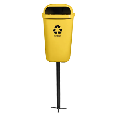 Lixeira Papeleira Gruplast Com Poste 50 Litros Cor: AMARELO