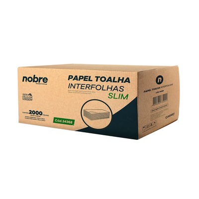 Papel Toalha Interfolhas Slim - 20x20 cm - c/ 2.000 folhas - Nobre