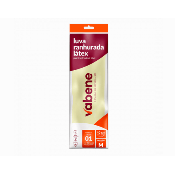 Luvas de látex ranhurada Cano alto 40cm - M