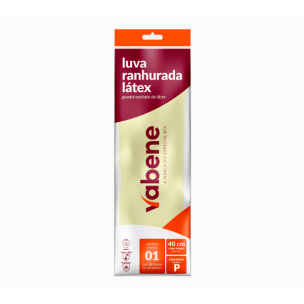 Luvas de látex ranhurada Cano alto 40cm - P