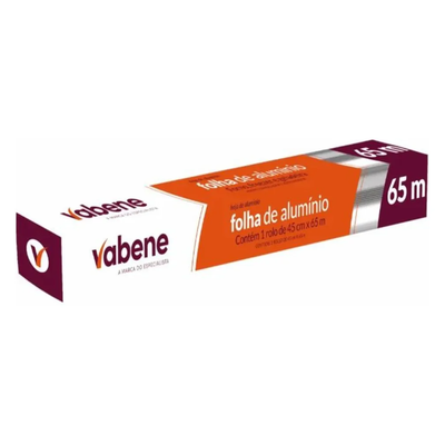 Folha de Alumínio Vabene - Rolo 45 cm x 65 metros