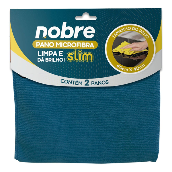 Pano de microfibra 40x40cm ( pacote c/ 2 unid.) Slim – Nobre | Cor: Azul