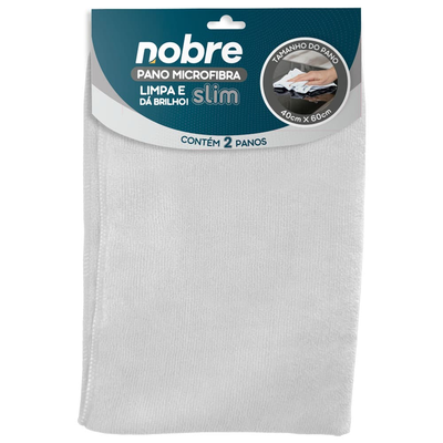 Pano de microfibra 40x60cm ( pacote c/ 2 unid.) Slim – Nobre | Cor: Branco | Cor: Branco