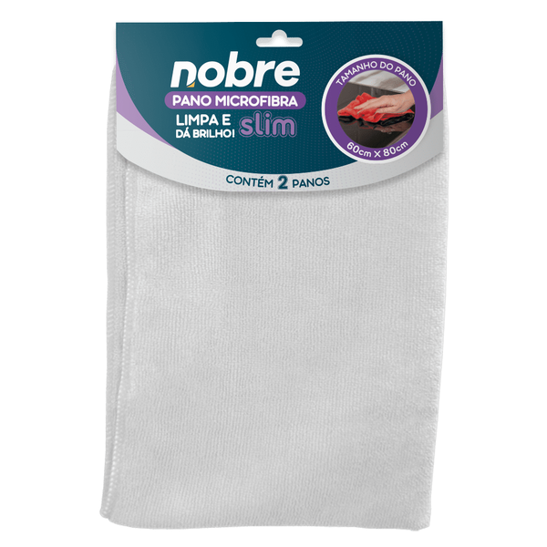 Pano de microfibra 60x80cm ( pacote c/ 2 unid.) Slim – Nobre | Cor: Branco