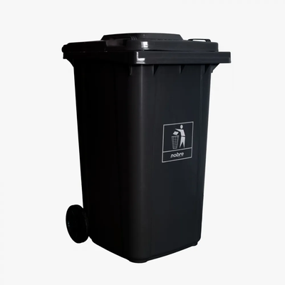 Coletora plástica 240L c/ rodas (mod. europeu) Nobre - PRETO
