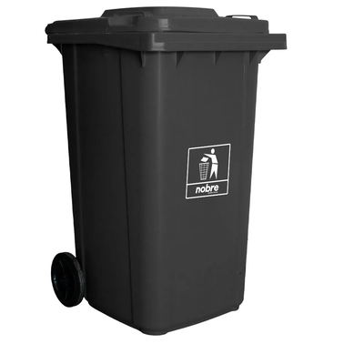 Coletora plástica 240L c/ rodas (mod. europeu) Nobre - CINZA