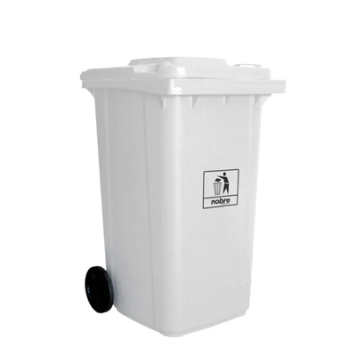 Coletora plástica 240L c/ rodas (mod. europeu) Nobre - BRANCA