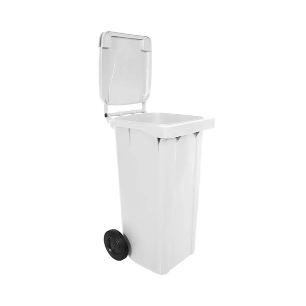 Contentor de Lixo 120 Litros – Sem Pedal - BRANCO | Cor: Branco, Litros: 120 Litros, Pedal: Sem Pedal, Tipo de Material: Plástico