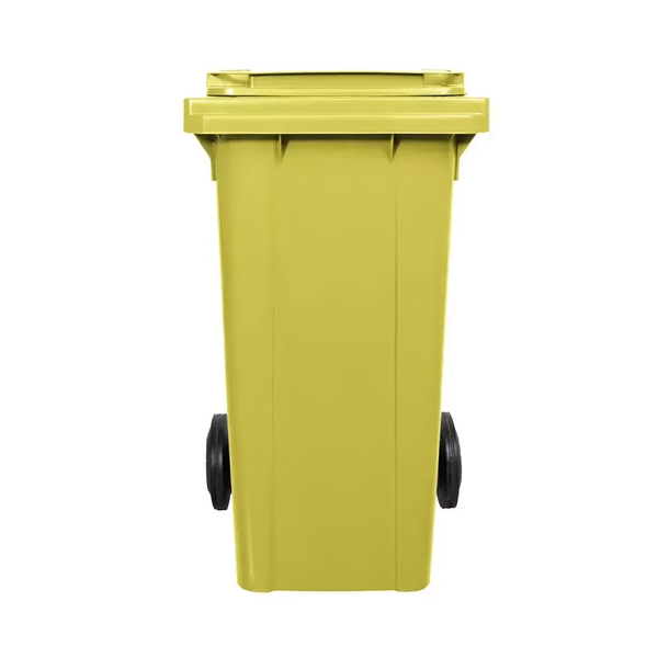 Contentor de Lixo 120 Litros – Sem Pedal  - AMARELO | Cor: Amarelo, Litros: 120 Litros, Pedal: Sem Pedal, Tipo de Material: Plástico