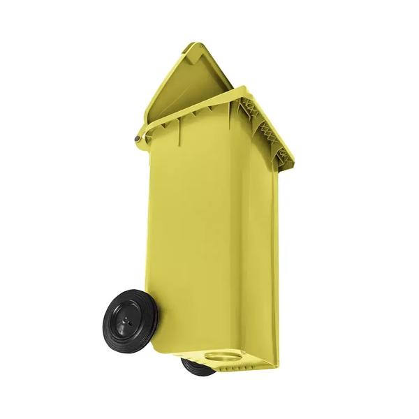 Contentor de Lixo 120 Litros – Sem Pedal  - AMARELO | Cor: Amarelo, Litros: 120 Litros, Pedal: Sem Pedal, Tipo de Material: Plástico