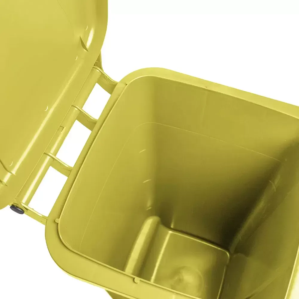 Contentor de Lixo 120 Litros – Sem Pedal  - AMARELO | Cor: Amarelo, Litros: 120 Litros, Pedal: Sem Pedal, Tipo de Material: Plástico