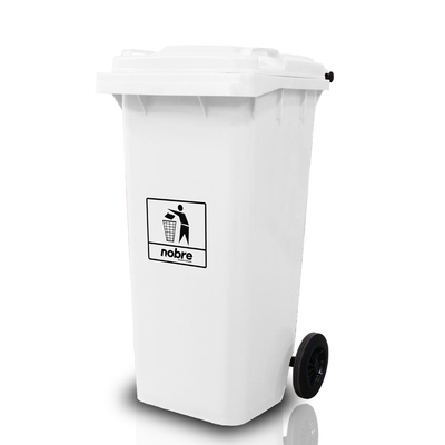 Coletora Plástica c/ Rodas - 120l - Mod. Europeu - Nobre - BRANCO