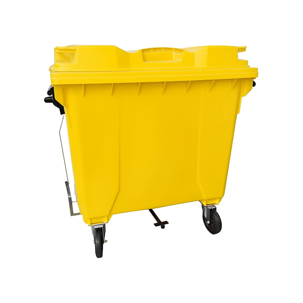 Coletora de Lixo 1000 Litros C/Rodas e PEDAL - AMARELO | Cor: Amarelo, Litros: 1000 Litros, Pedal: Com Pedal, Tipo de Material: Plástico