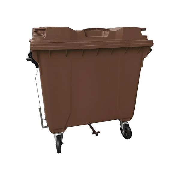 Coletora de Lixo 1000 Litros C/Rodas e PEDAL - MARROM | Cor: Marrom, Litros: 1000 Litros, Pedal: Com Pedal, Tipo de Material: Plástico