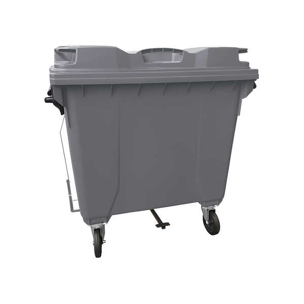 Coletora de Lixo 1000 Litros C/Rodas e PEDAL - CINZA | Cor: Cinza, Litros: 1000 Litros, Pedal: Com Pedal, Tipo de Material: Plástico