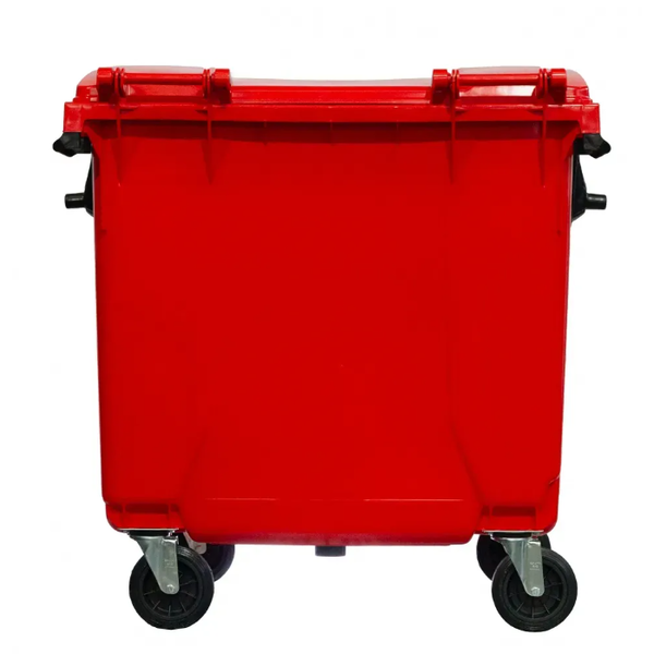 Coletora Plástica c/ Rodas 1000 Litros - VERMELHA | Cor: Vermelho, Litros: 1000 Litros, Pedal: Sem Pedal, Tipo de Material: Plástico